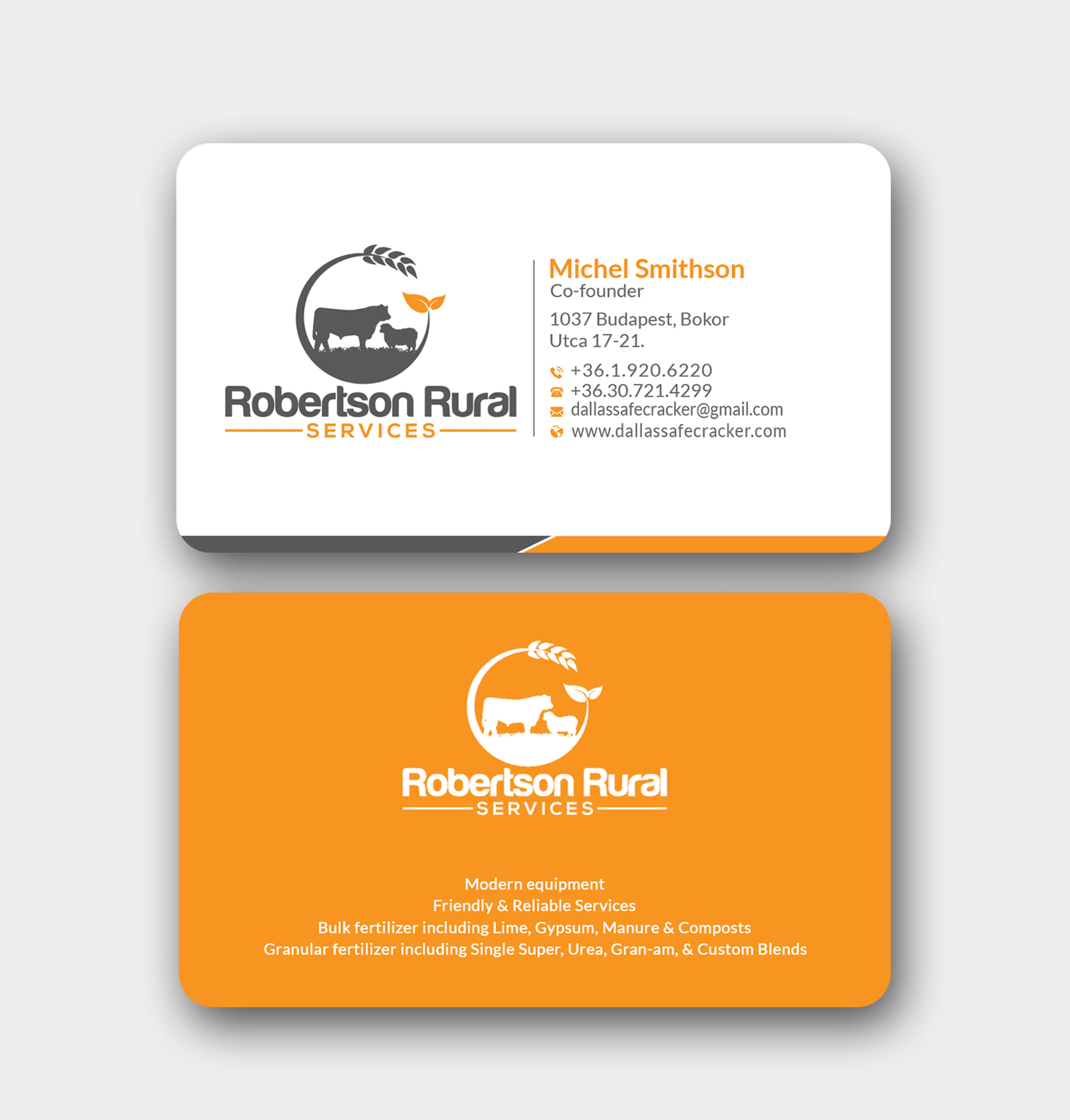 Business Card Design by MD SHORIF UDDIN for Robertson Rural Services | Design #26088594