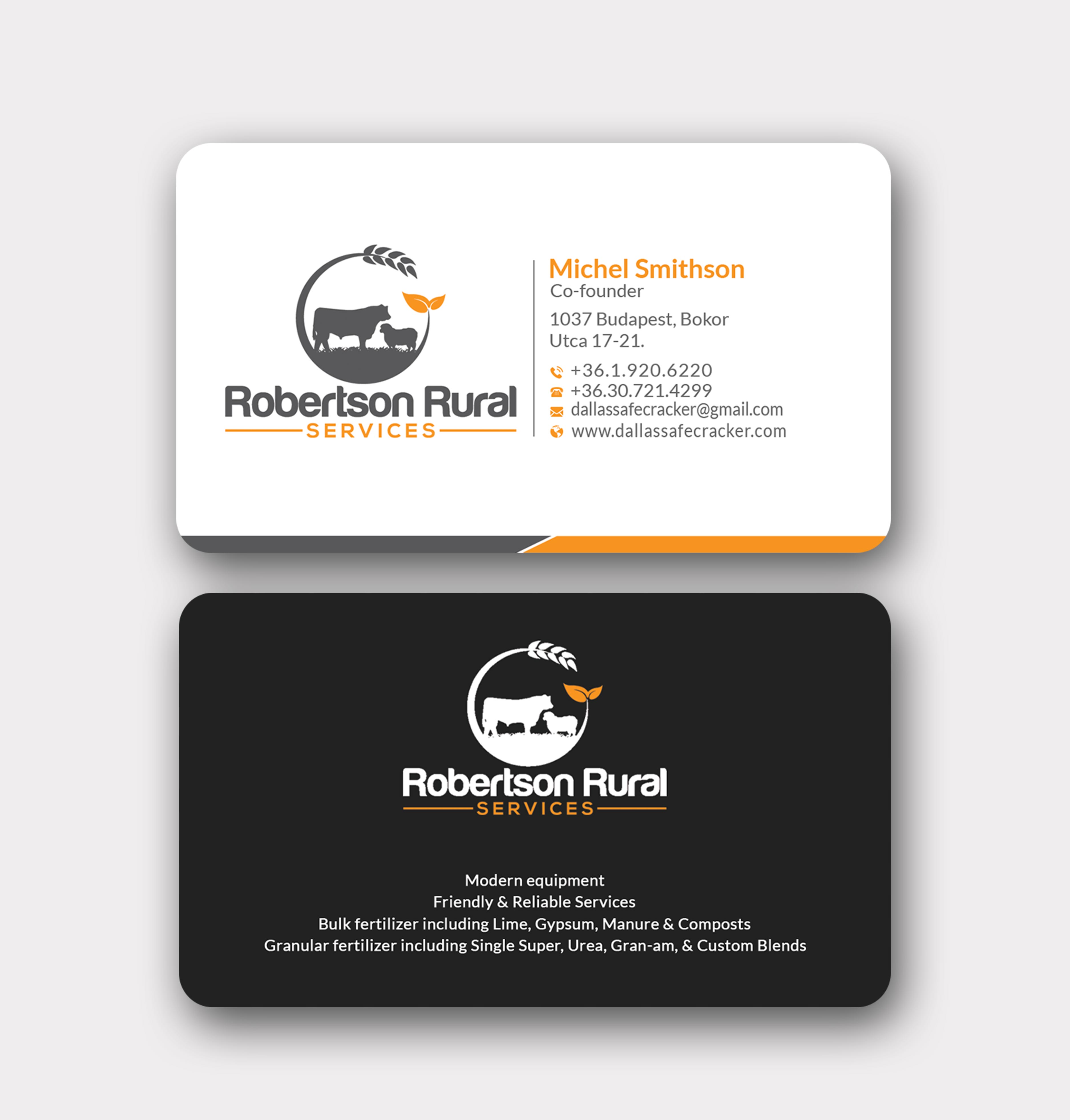 Diseño de Tarjeta de Presentación por MD SHORIF UDDIN para Robertson Rural Services | Diseño #26088595