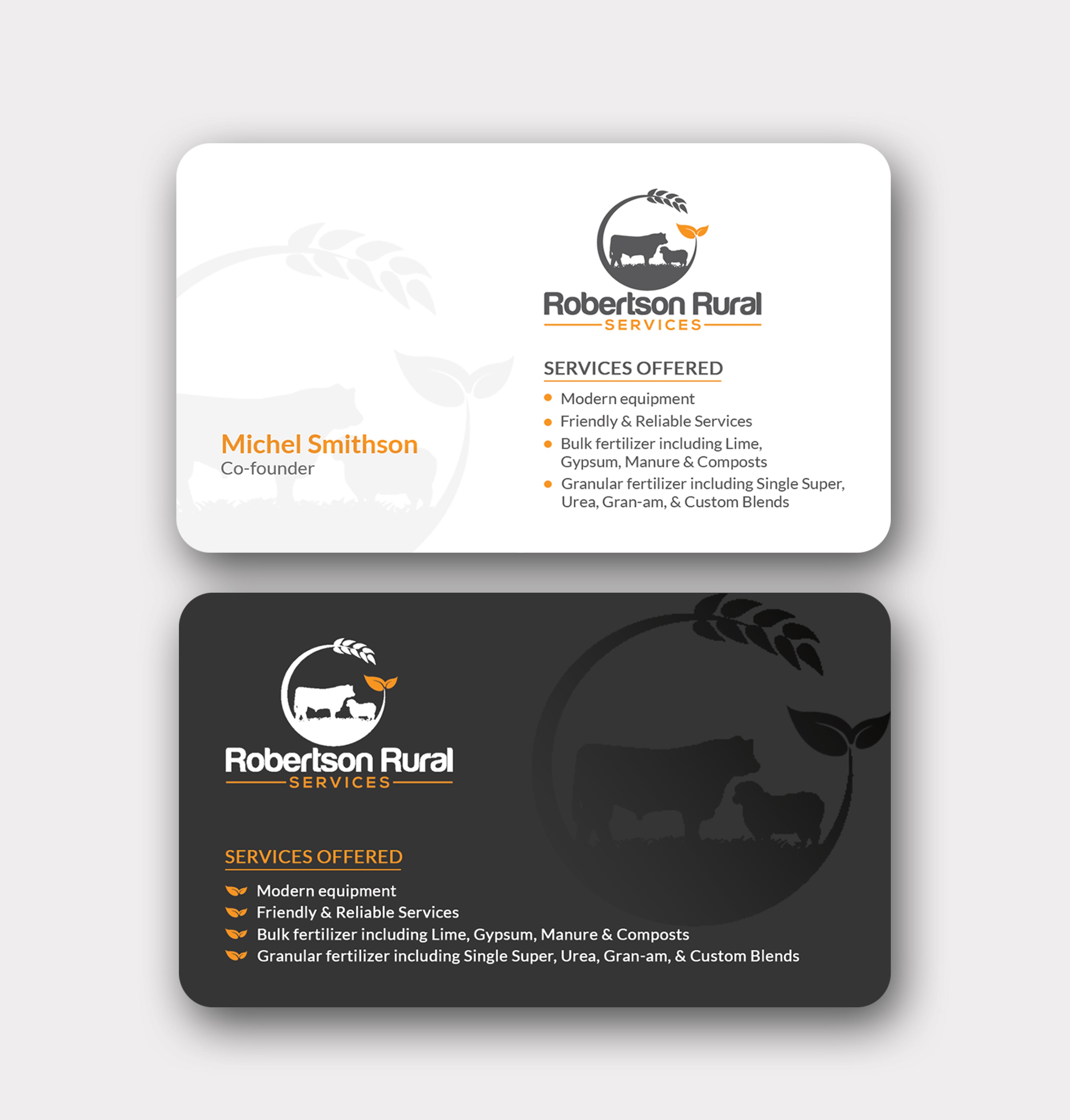 Business Card Design by MD SHORIF UDDIN for Robertson Rural Services | Design #26088600