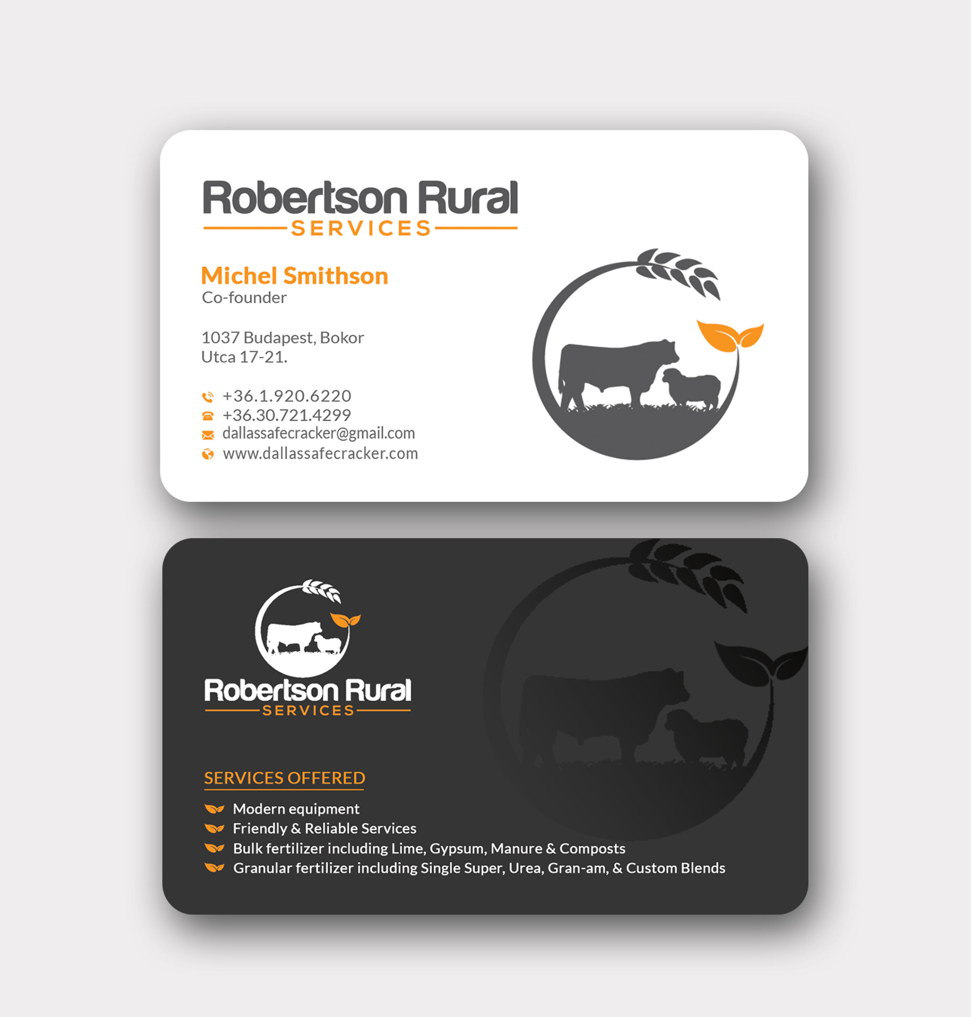 Diseño de Tarjeta de Presentación por MD SHORIF UDDIN para Robertson Rural Services | Diseño #26088602