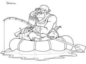 No Bananas Fishing Graphic Sticker | Grafik-Design von Scelatio