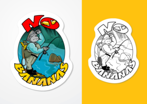 No Bananas Fishing Graphic Sticker | Grafik-Design von ally designs
