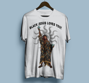 Black Jesus Loves You Fist UP Like The Statue of Liberty | T-Shirt-Design von dundun
