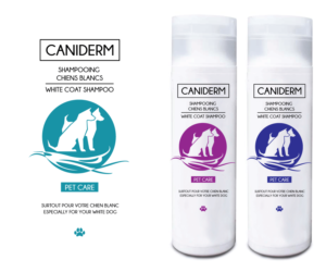 étiquette 4.5 sur 12.5 cm pour shampooing pour chiens Caniderm