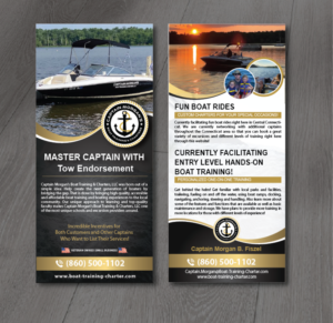 3.74 inches x 8.27 inches; rack card design, double sided + business card design | Flyer Design by alex989