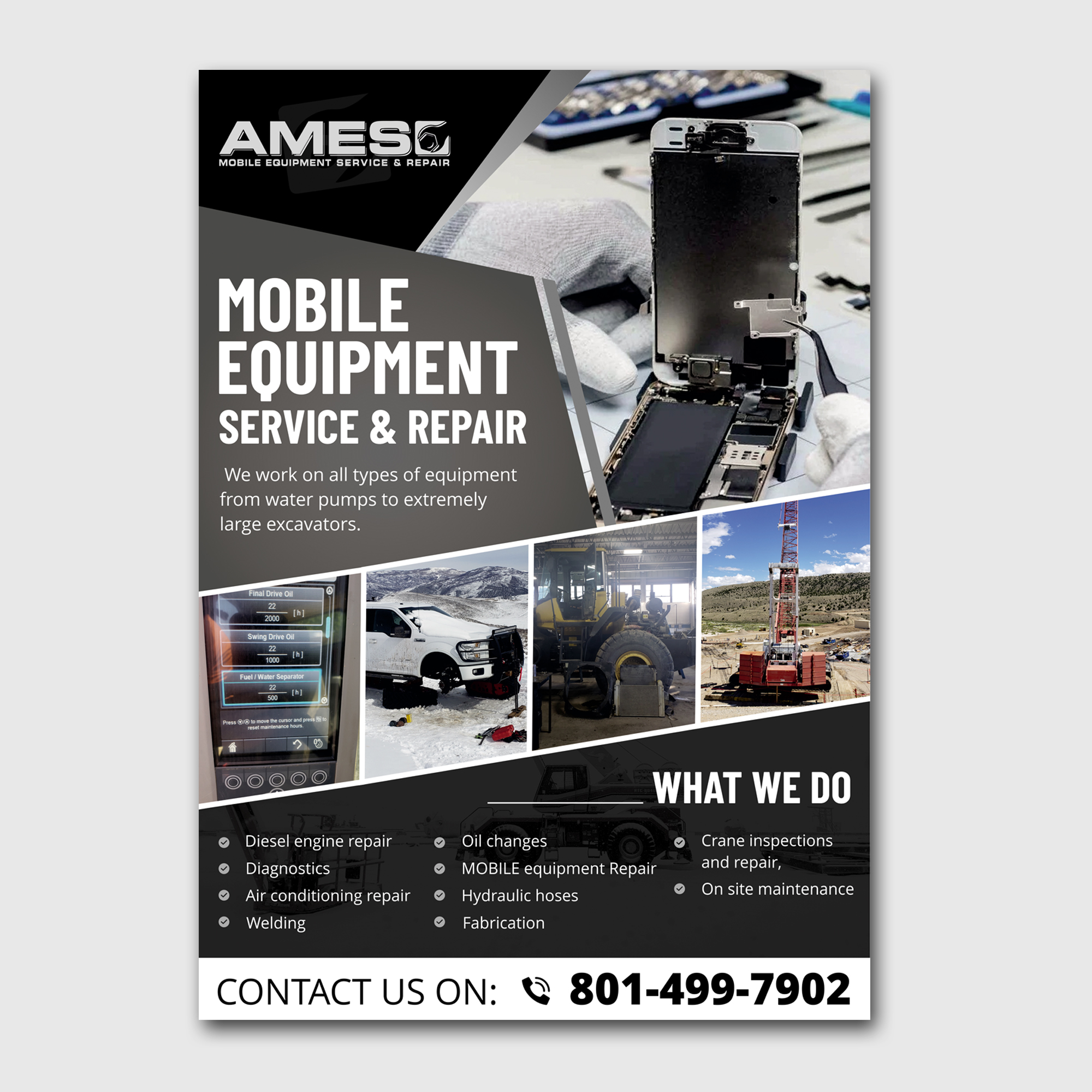 Flyer Design by ecorokerz for Ames Mobile Equipment Service and Repair | Design #26108566
