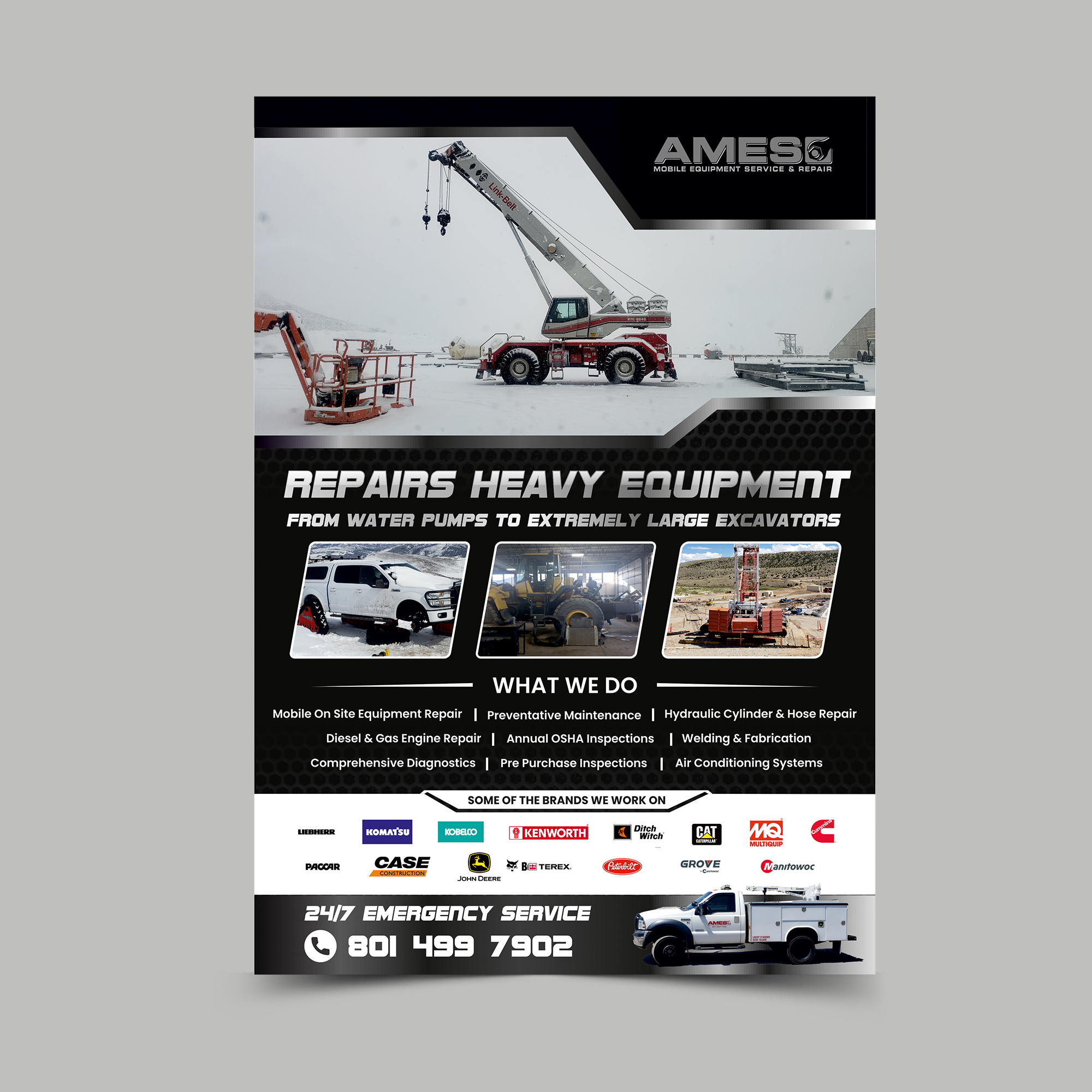 Flyer Design by ecorokerz for Ames Mobile Equipment Service and Repair | Design #26114497