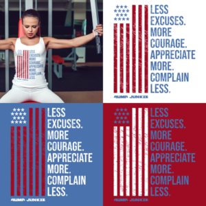 Gym clothing for the working middle class patriotic American that is addicted to the gym | Design de T-shirt par Angkasa Official