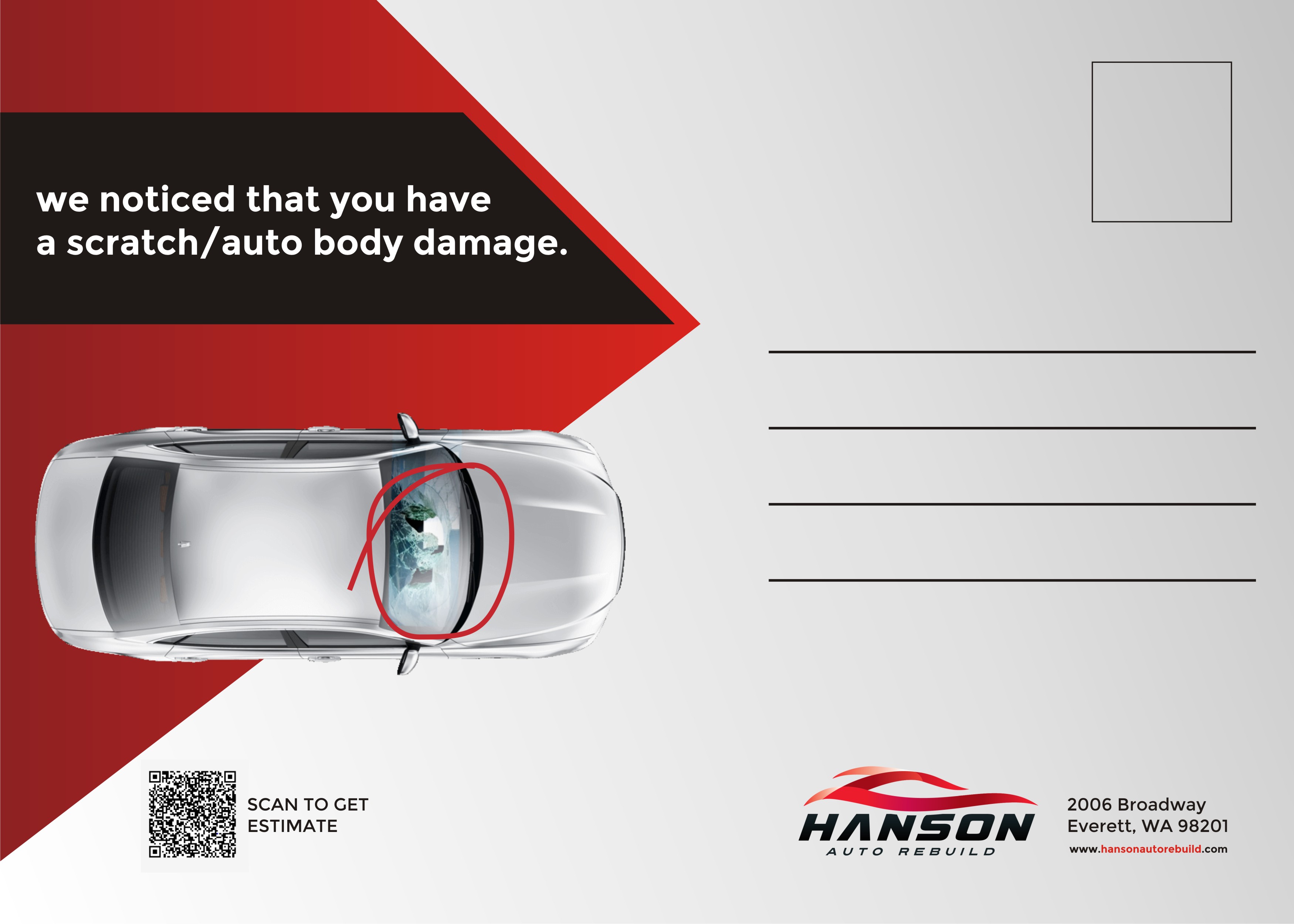 Postcard Design by SUNEEEEEL for Hanson Auto Rebuild | Design #26140850