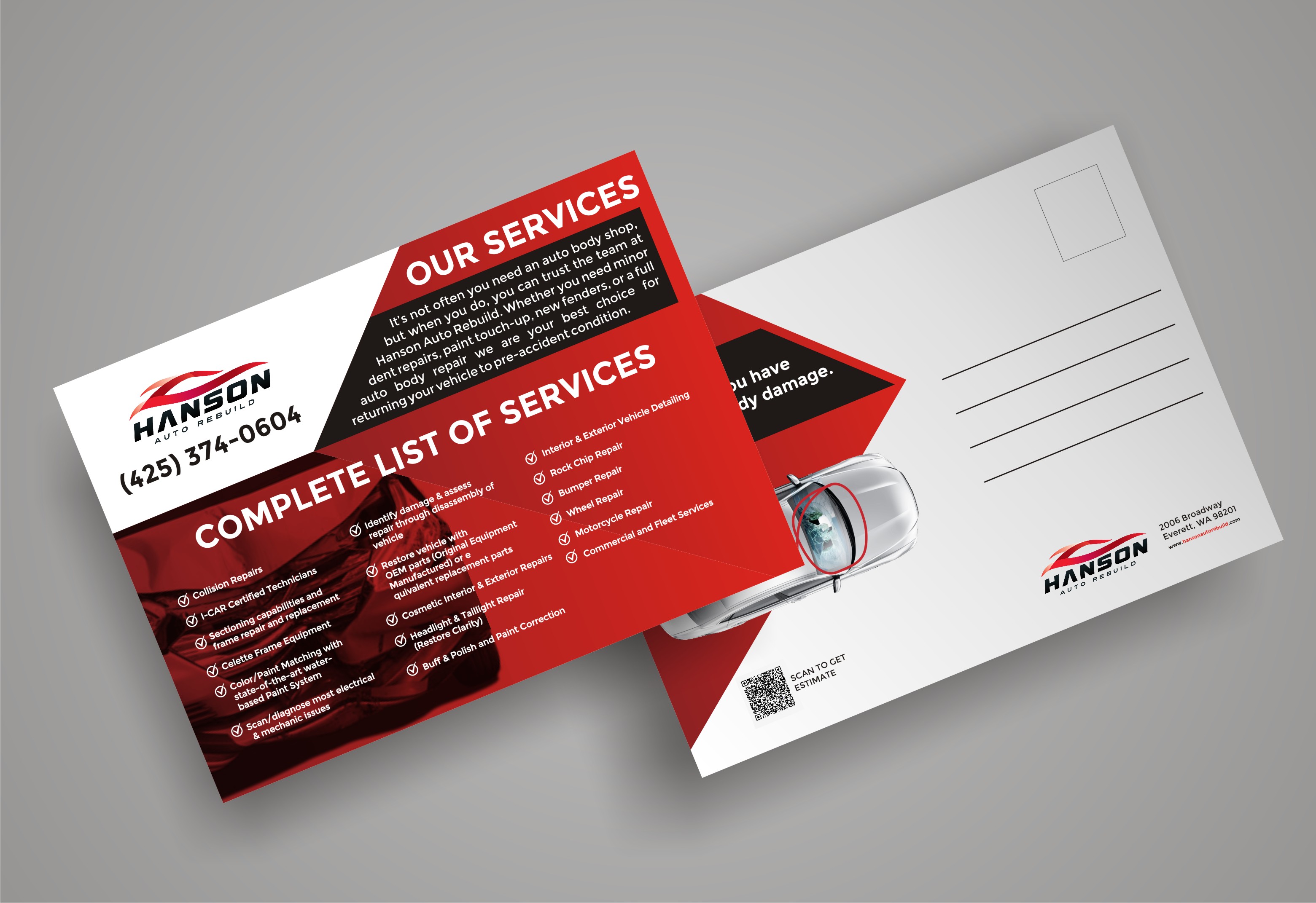 Design de Carte Postale par SUNEEEEEL pour Hanson Auto Rebuild | Design #26140871