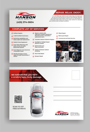Postcard Design by SUNEEEEEL for Hanson Auto Rebuild | Design: #26143444