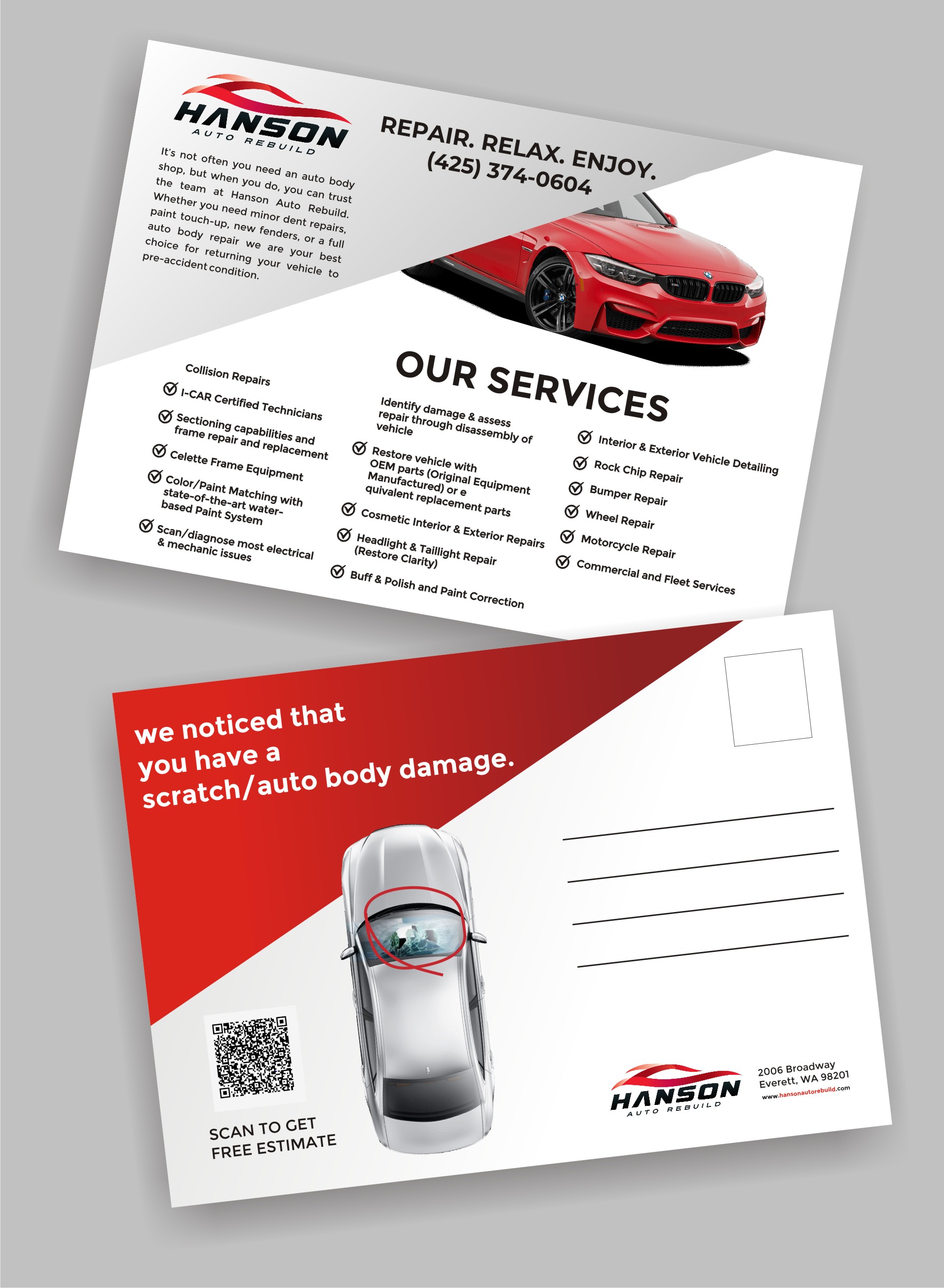 Design de Carte Postale par SUNEEEEEL pour Hanson Auto Rebuild | Design #26144601