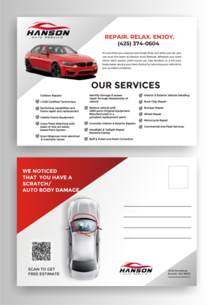 Postcard Design by SUNEEEEEL for Hanson Auto Rebuild | Design: #26144629