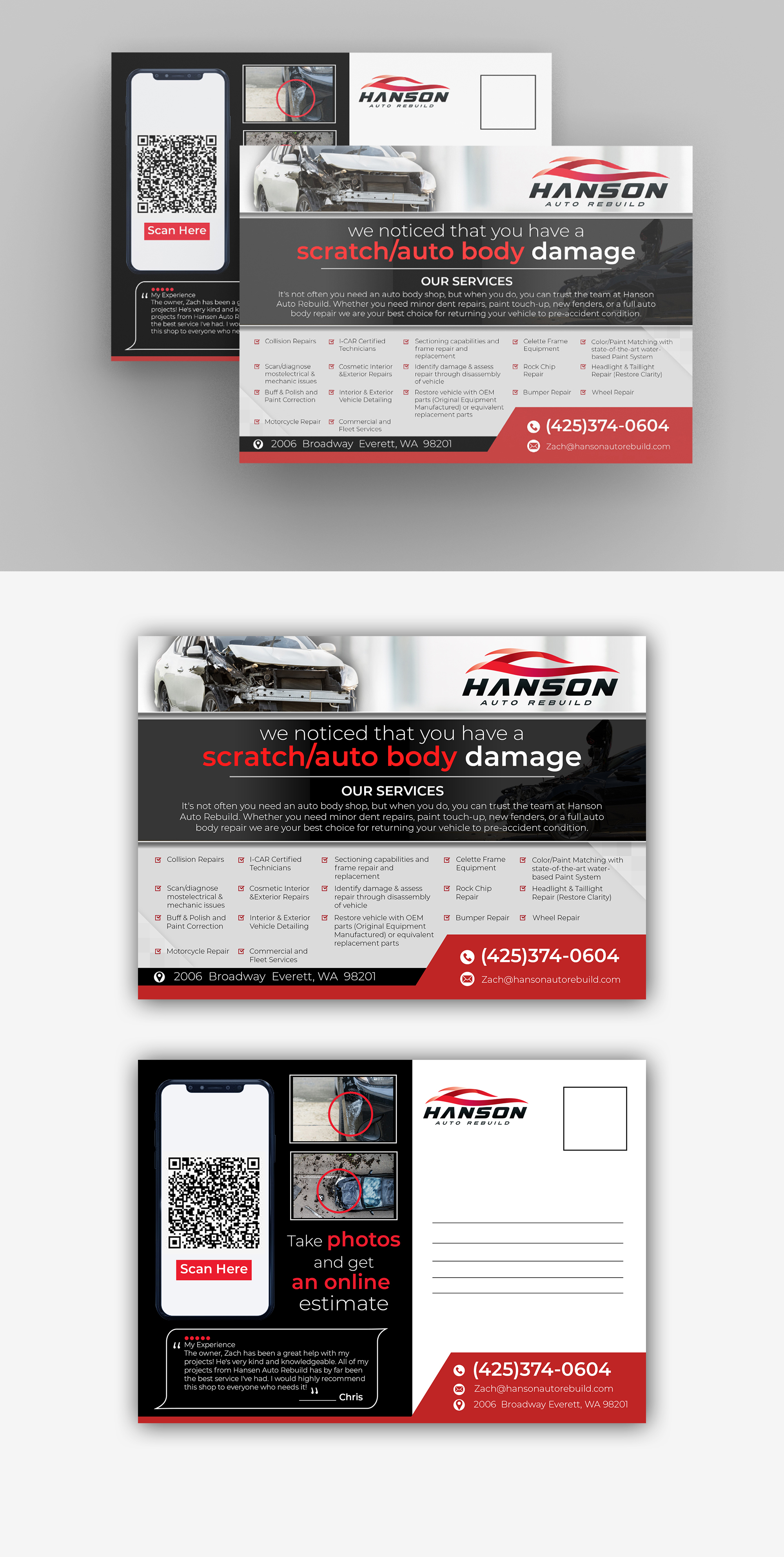 Postcard Design by debdesign for Hanson Auto Rebuild | Design #26133849