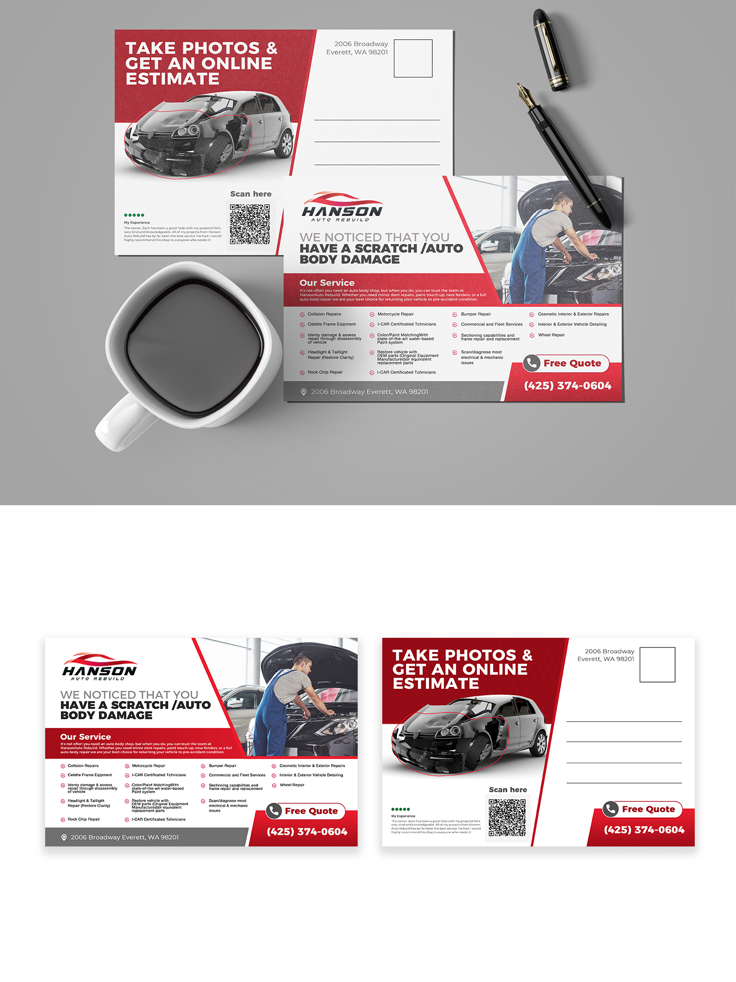 Postcard Design by debdesign for Hanson Auto Rebuild | Design #26134233