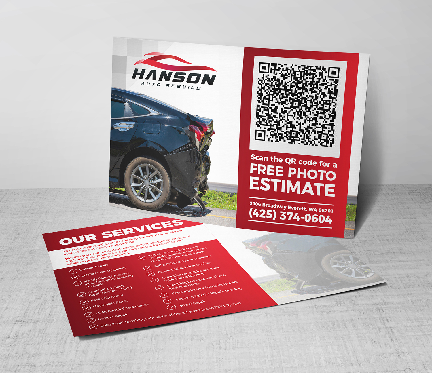 Postcard Design by Deziners Zone for Hanson Auto Rebuild | Design #26133807