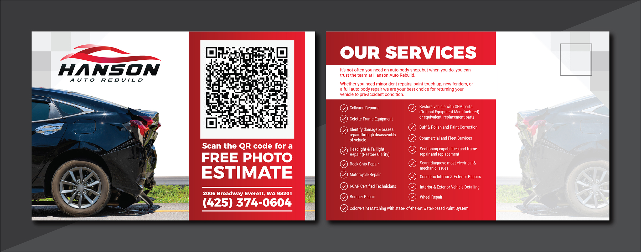 Design de Carte Postale par Deziners Zone pour Hanson Auto Rebuild | Design #26133808