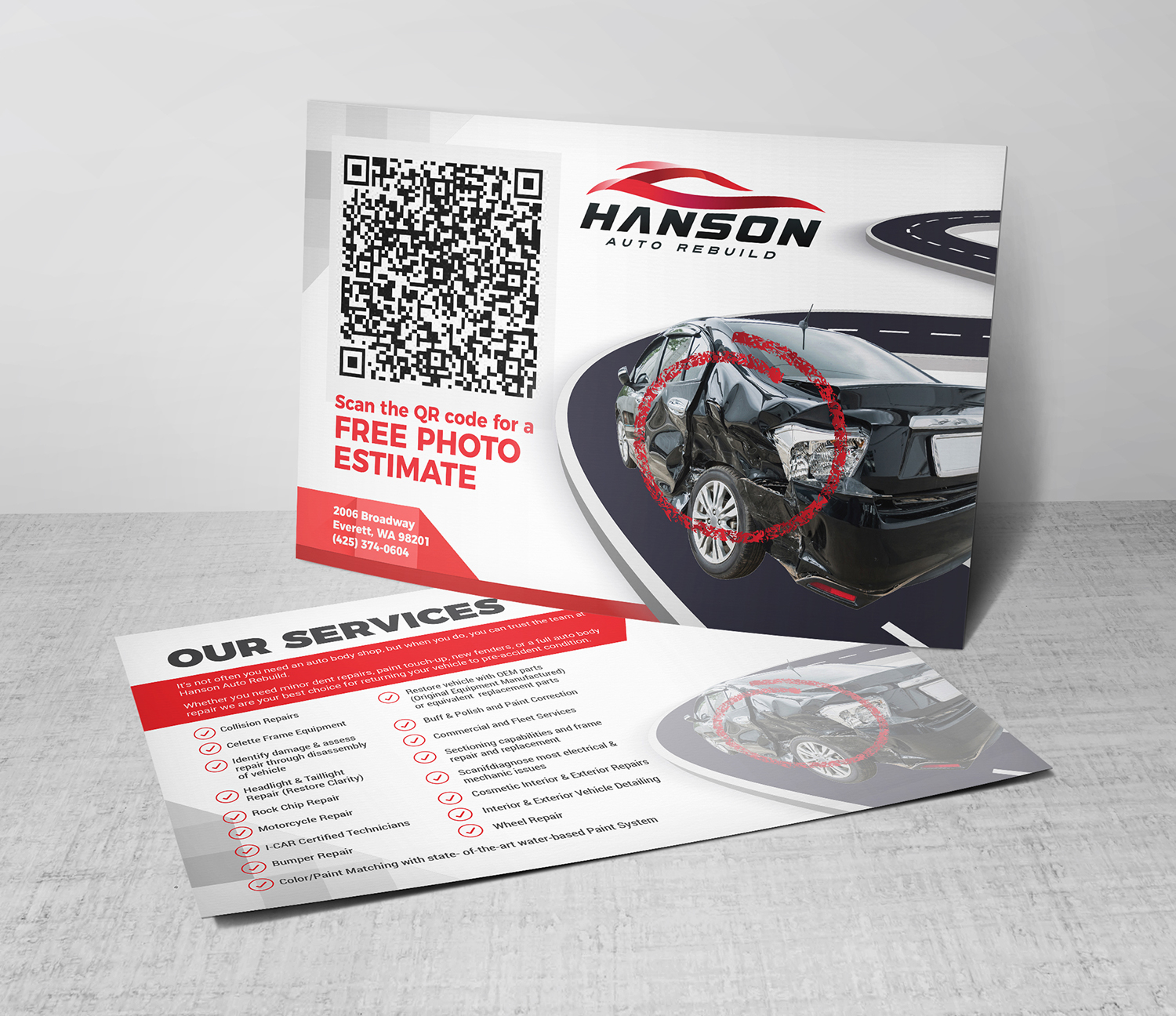 Postcard Design by Deziners Zone for Hanson Auto Rebuild | Design #26133809
