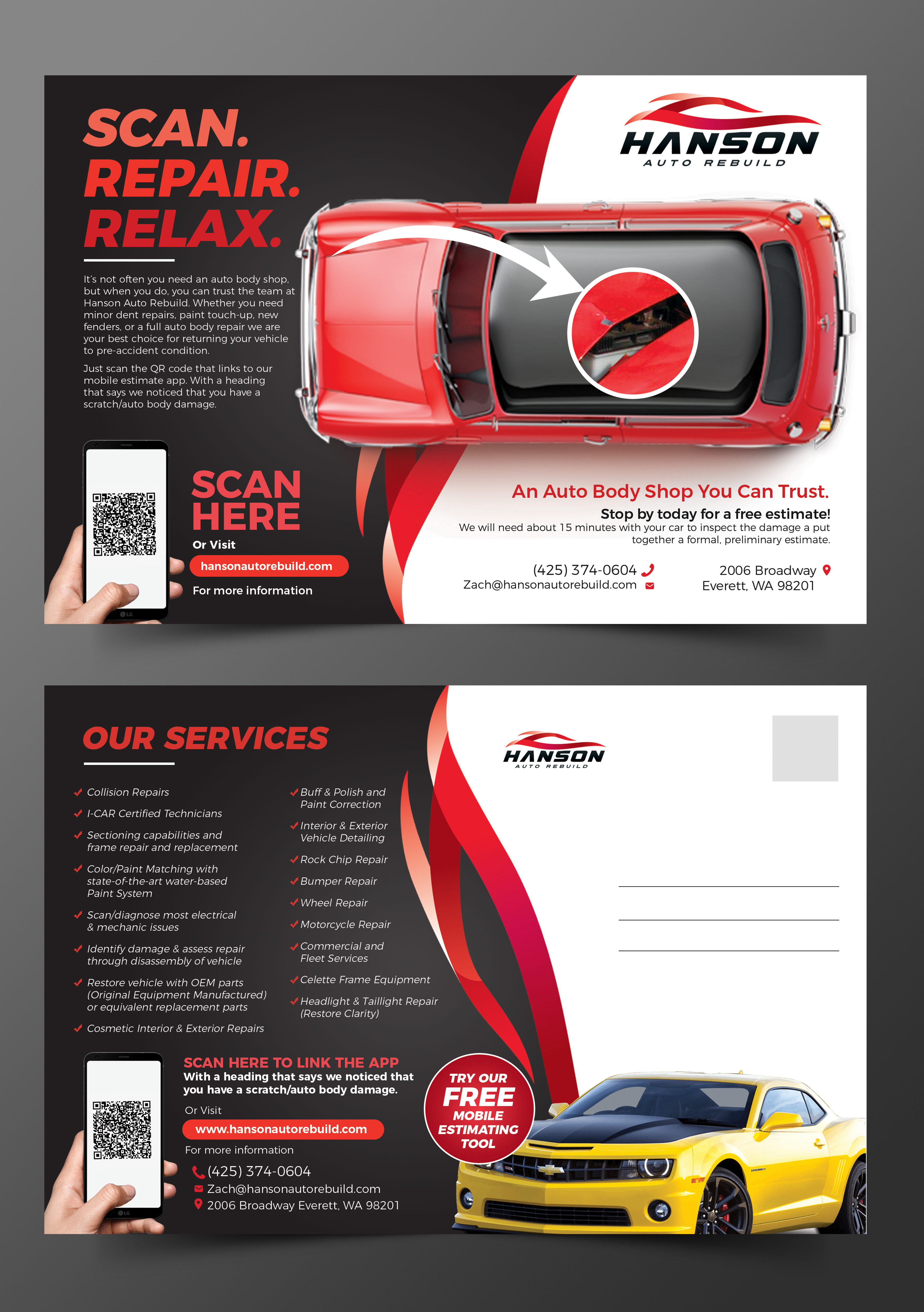 Postcard Design by aspiremedia for Hanson Auto Rebuild | Design #26133211