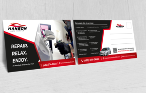 Auto Body Repair Damage Postcard | Postcard Design by ecorokerz