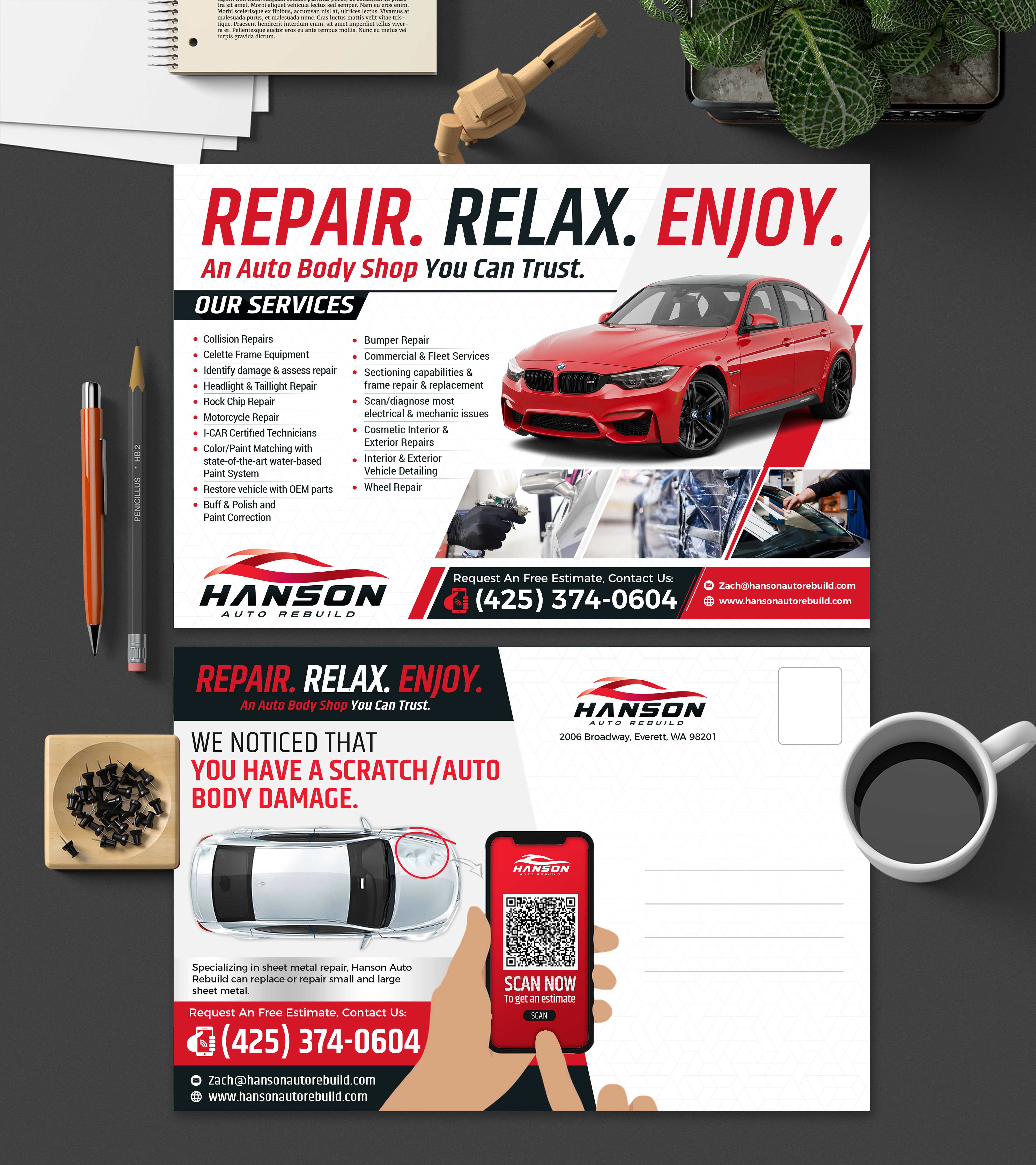 Postcard Design by SAI DESIGNS for Hanson Auto Rebuild | Design #26141813