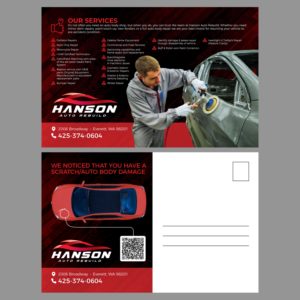 Auto Body Repair Damage Postcard | Postcard Design by Emmanuel Creations