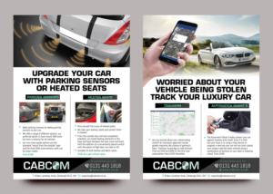 Car Accessory Flyer to advertise parking sensors, heated seats, car security | Flyer Design by rkailas