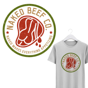 Naked Beef Co. Custom Ranch/Farming T Shirt Design  | T-shirt Design by simple mind