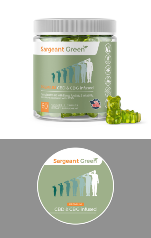 "Sargeant Green" is a brand of  gummied aids | Diseño de Etiqueta por mmmarif1982