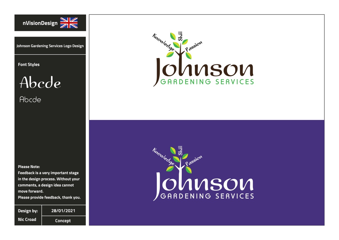 Logo Design by nvisiondesign.co.uk for Johnson Gardening Services Ltd | Design #26162027
