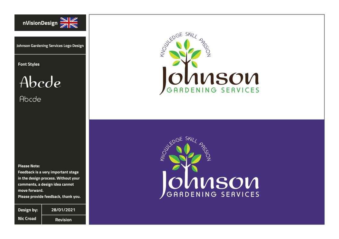 Logo Design by nvisiondesign.co.uk for Johnson Gardening Services Ltd | Design #26163403