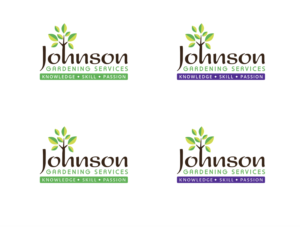 In addition to the logo words Johnson Gardening Services, we need the words KNOWLEDGE SKILL PASSION | Logo-Design von wonderland