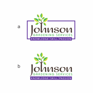 In addition to the logo words Johnson Gardening Services, we need the words KNOWLEDGE SKILL PASSION | Logo Design by Veronica 10
