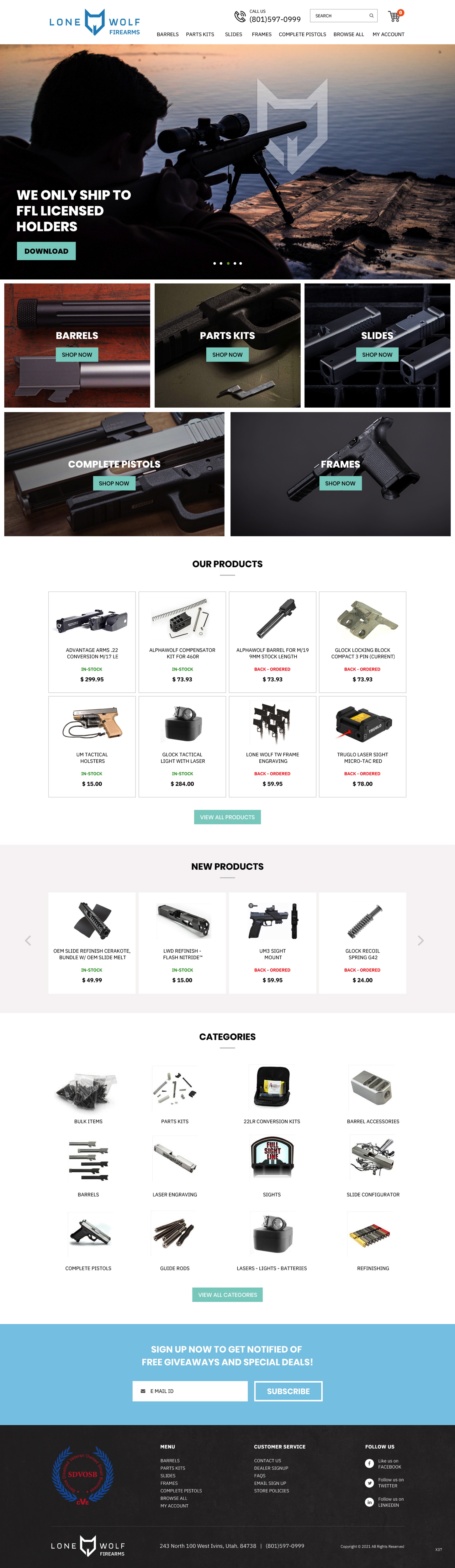 Diseño Web por pb para LoneWolf Firearms  | Diseño #26183442