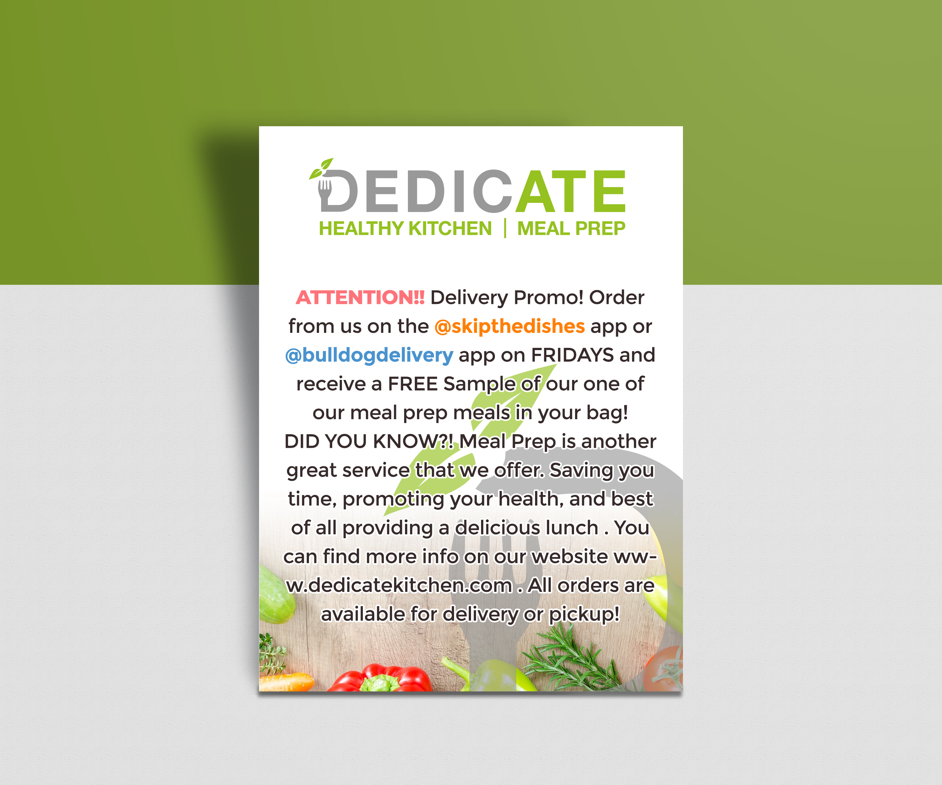 Flyer Design by Jupiter/Neptune for DEDICATE Healthy Kitchen | Design #26185160