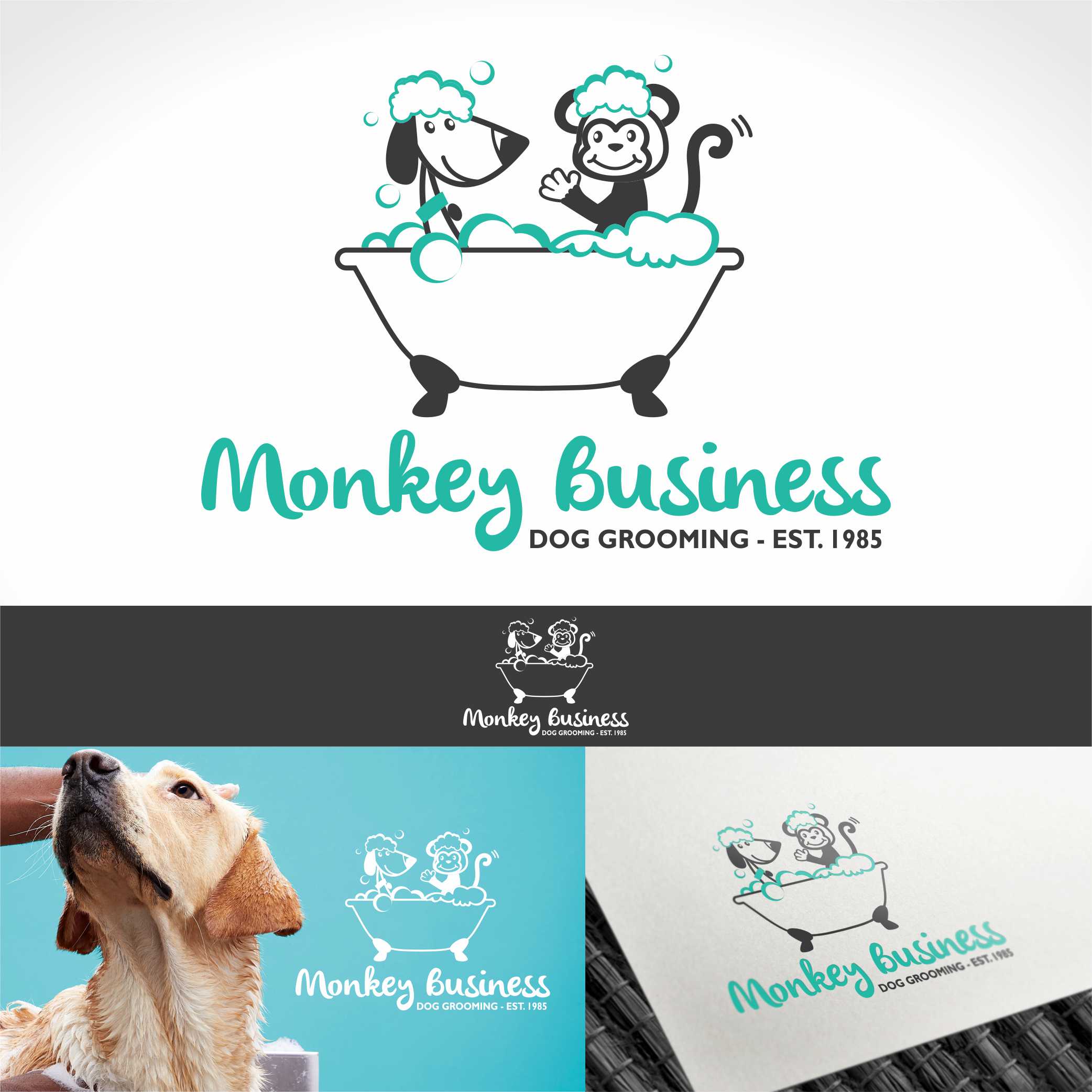Logo-Design von Nicolene Barnard für MONKEY BUSINESS DOG GROOMING | Design #26212112