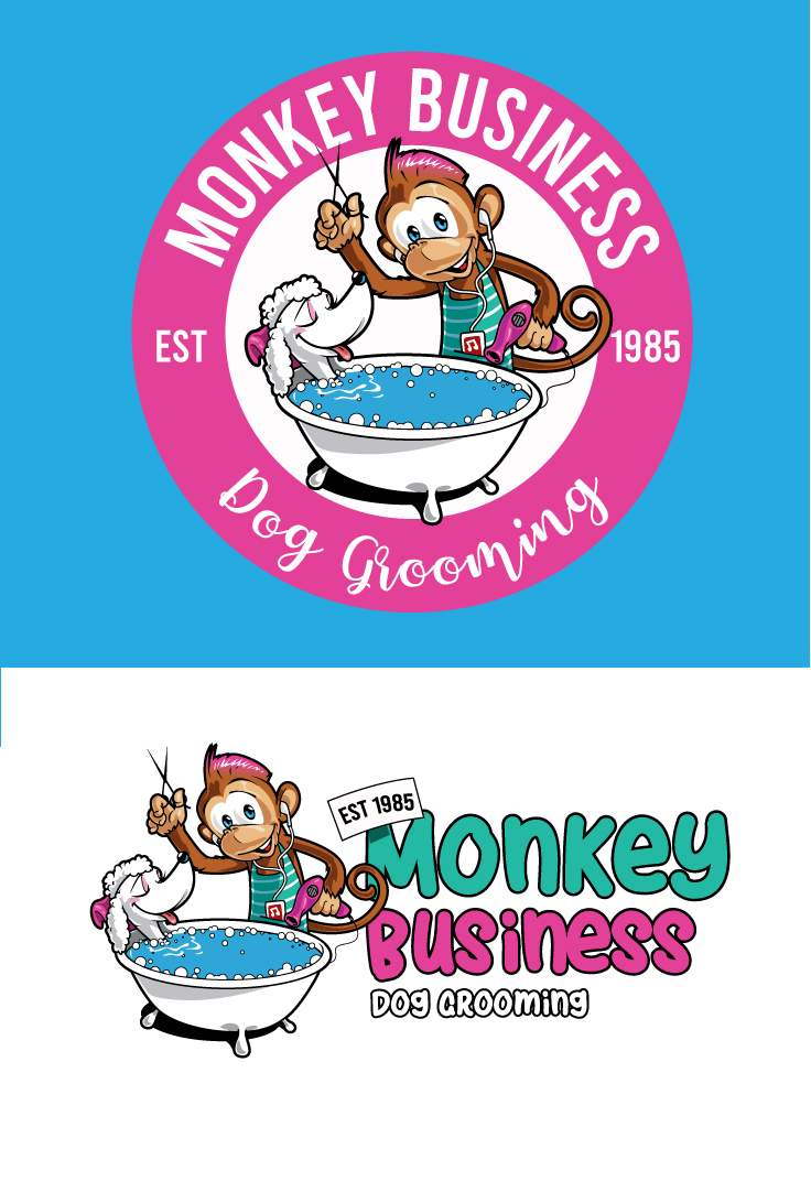 Logo Design by ally designs for MONKEY BUSINESS DOG GROOMING | Design #26224000