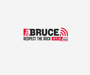 97.9 the BRUCE (tag line: "Respect the Rock") | Logo Design by Ena