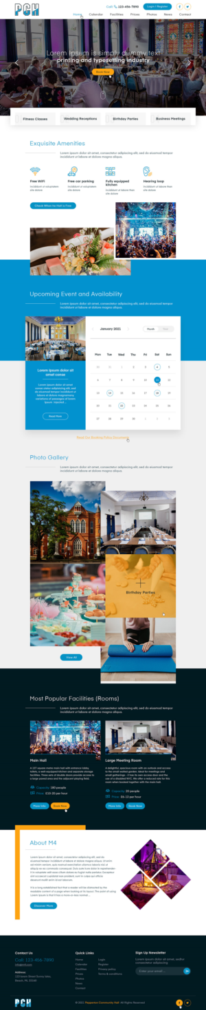 Pepperton community hall home page | Web-Design von Ved Web Services