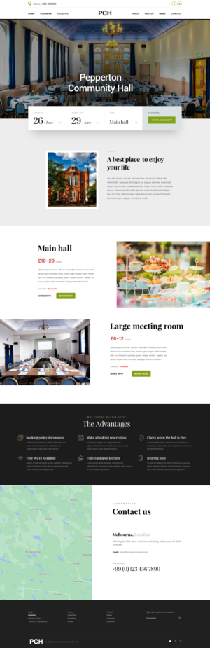 Pepperton community hall home page | Web-Design von Shijo John