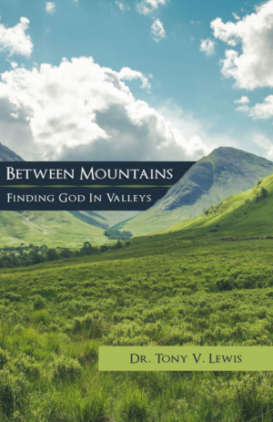 The title of the book is Between Mountains and the subtitle of the book is Finding God In Valleys | Book Cover Design by nicholash