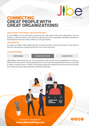 Poster-Design von RajeshkCreativeDesigner für Jibe Staffing | Design: #26221761