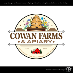 Cowan Farms and Apiary or Cowan Farms & Apiary | Logo Design by Dennis Jackson Design