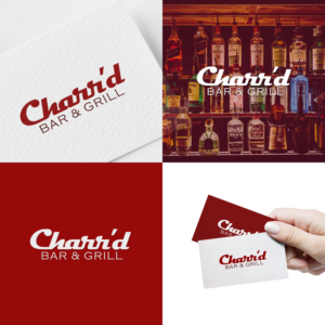 Charr'd (in creative logo), Bar & Grill (underneath logo) | Logo Design by ICKE