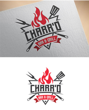 Charr'd (in creative logo), Bar & Grill (underneath logo) | Logo Design by HEAVEN ART