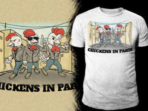 Chickens in Paris/Animal Humanized Pop culture reference** | T-shirt Design by Falih A