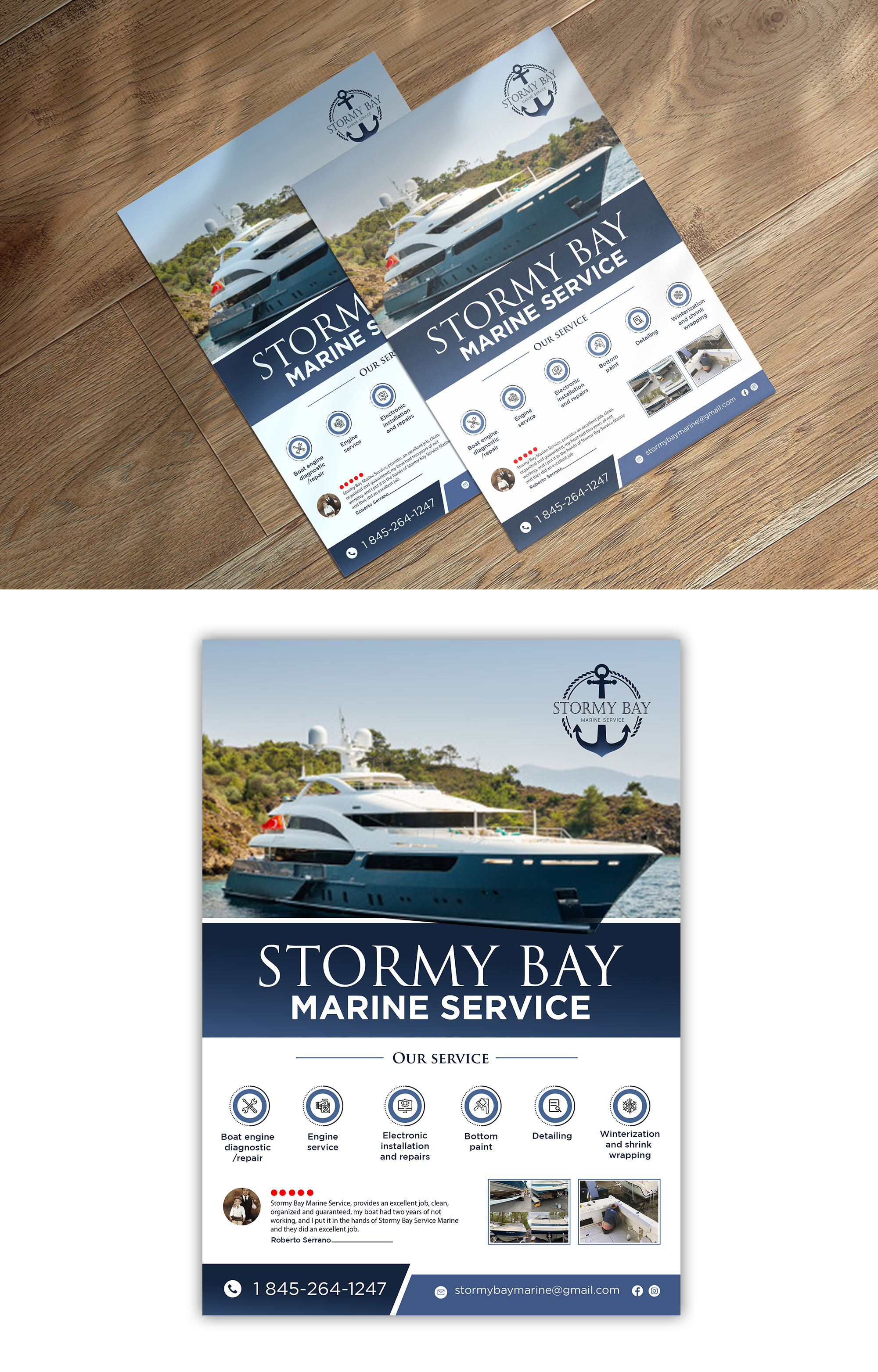 Flyer Design by debdesign for Stormy Bay Marine Service  | Design #26274389