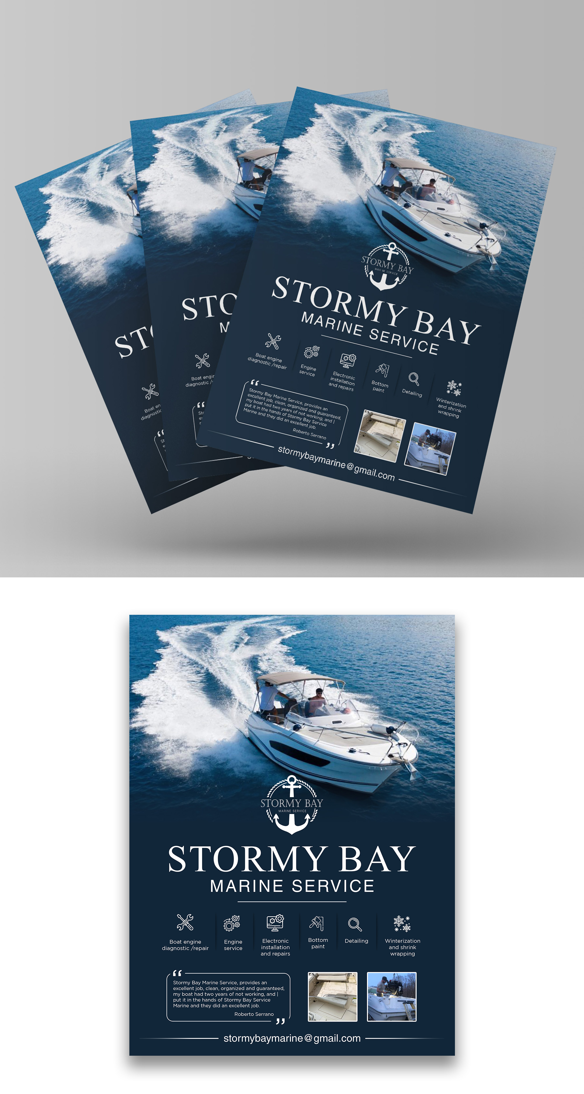 Design de Flyer par debdesign pour Stormy Bay Marine Service  | Design #26286024