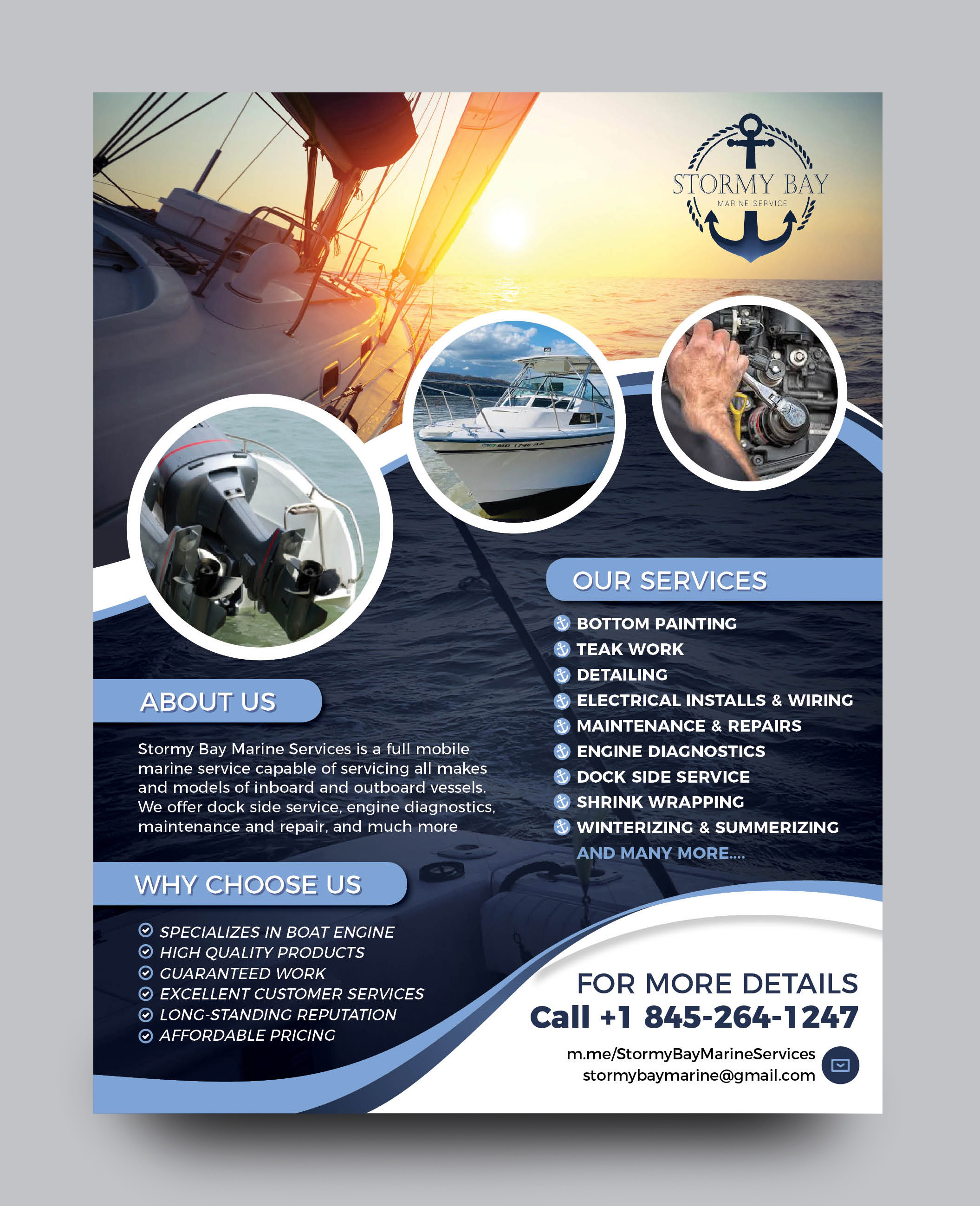 Design de Flyer par rkailas pour Stormy Bay Marine Service  | Design #26268391