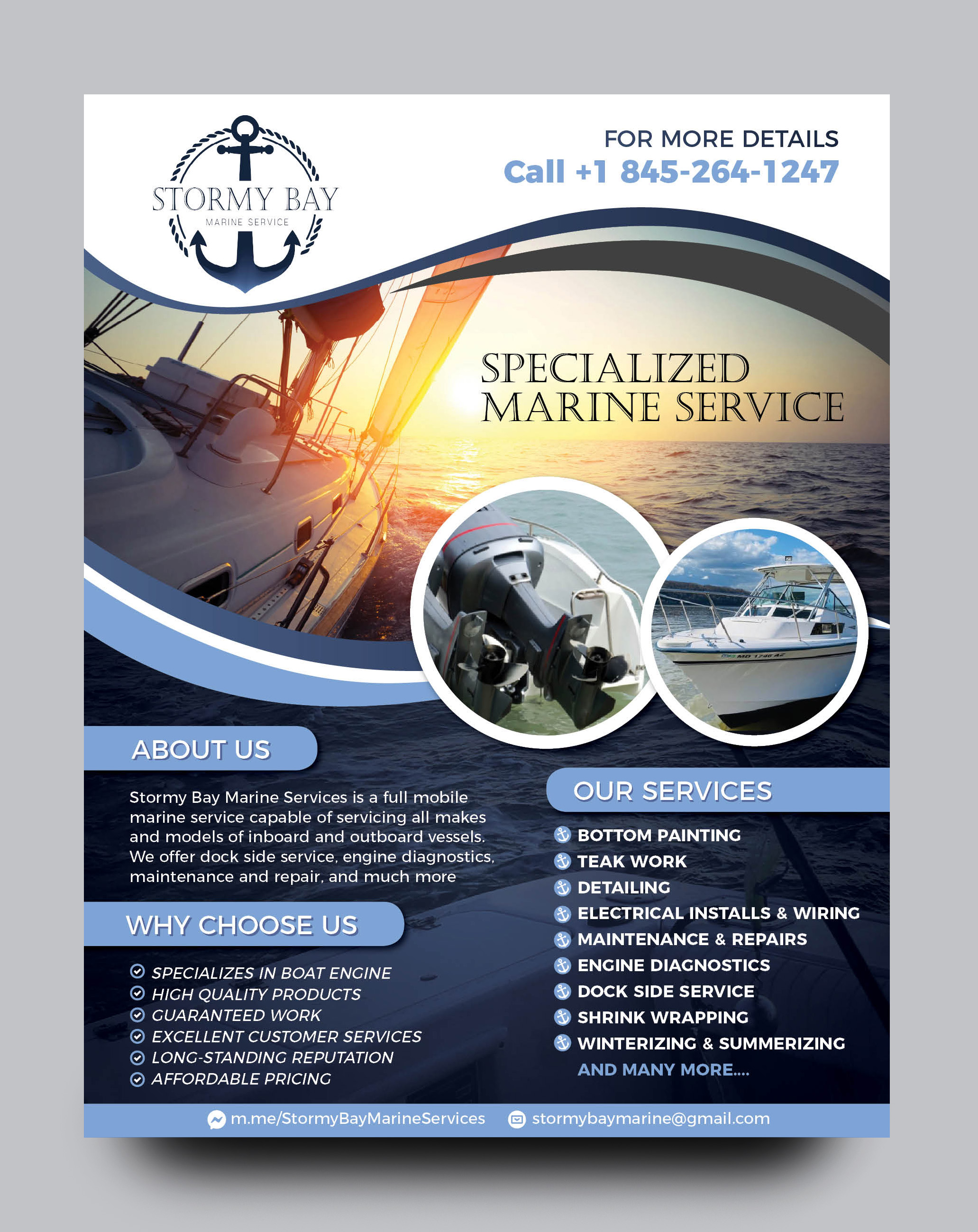 Design de Flyer par rkailas pour Stormy Bay Marine Service  | Design #26268673